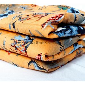 Tela de Algodón 100% Transpirable, Estampada a Mano, Hecha a Mano en Jaipur, Tradicional, Ecológica, con Estampado de Bloques - Product Image 2