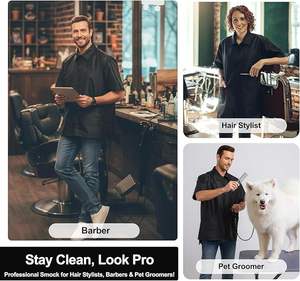 Blouse de Barbier Unisexe Décontractée Hiver Col Montant Légère Respirante Anti-Transpiration pour Coiffeurs - Product Image 5