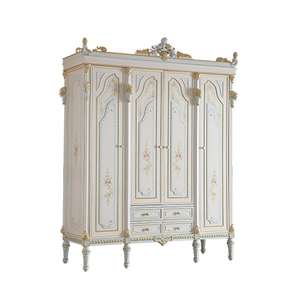 Cama King Size de Lujo Estilo Francés, Cabecera Tapizada Azul con Botones, Estructura de Madera de Caoba Tallada, Muebles Elegantes para Dormitorio de Hotel - Product Image 5