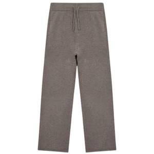 Pantalon en tricot bouclé marron décontracté à taille élastique, texture douce, coupe décontractée, bas de pyjama confortable, style unisexe - Product Image 1