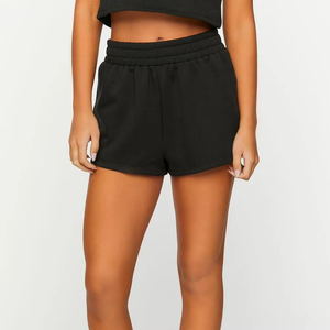 Ensembles de survêtements d'hiver pour femmes, style streetwear uni, vente en gros, ensemble 2 pièces short, en molleton polyester/coton respirant - Product Image 2