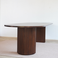 Ensemble de table à manger ovale réglable en hauteur en noyer massif brun antique pour 8 personnes, pour appartement, maison et bureau