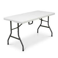 Table pliante en plastique HDPE avec cadre en métal, rectangulaire, portable, légère, pour pique-nique en plein air