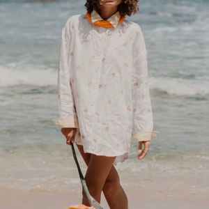 Chemise hawaïenne à manches longues pour femme grande taille, broderie, coupe ample, sur mesure, en microfibre extensible, design du fabricant - Product Image 3