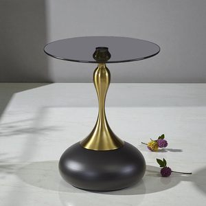 Table basse ronde moderne avec plateau en marbre et structure en métal, design industriel, personnalisable, mobilier de salon contemporain, décoratif - Product Image 5
