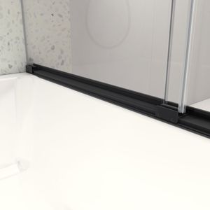 Porta Doccia Scorrevole Doppia Senza Telaio da 60 Pollici, Stile Nord Americano, Nero Opaco, Vetro Temperato 8mm con Funzione di Chiusura Morbida Regolabile - Product Image 4
