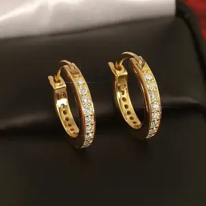 Moissanite Hoop <b>Huggie</b> Earrings 925 Sterling <b>Silver</b> Gold Plated Classic Luxury Women's Jewelry Tishya Diamond - Product Image 1