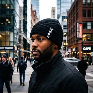 Gorro de Punto Negro para Hombre, Gorro de Invierno con Puño, Estilo Urbano, Unisex, Logotipo Personalizado, Venta al Por Mayor, Moda - Product Image 6