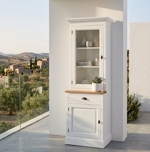 Modern Eco-Friendly Durable Dominic Cabinet Premium Solid Wood Slim Display Hutch Glass Door for Small Space Living Room Office - Product Image 2