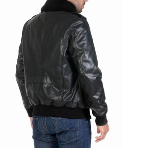 Chaqueta Bomber de Cuero para Hombre, Estilo Aviador y Motero, Tallas Grandes, de Lona, Cálida para Invierno, con Capucha, Transpirable, Ecológica, con Cierre Frontal - Product Image 4