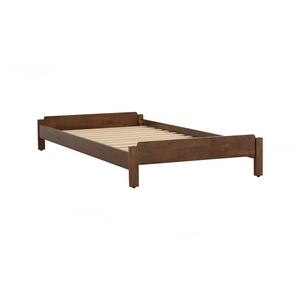 Modern <b>Solid</b> <b>Wood</b> <b>Single</b> <b>Bed</b> Frame Wooden Bedstead Brown Finish Bedroom Furniture Custom Size - Product Image 5