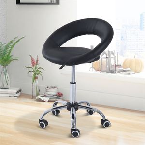 <b>Adjustable</b> <b>Height</b> Rolling Salon <b>Stool</b> Round Faux Leather Office <b>Stool</b> with Wheels - Product Image 5