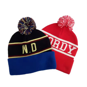 Custom Pom Pom Beanie Hat 100% Acrylic Jacquard Knitted <b>Winter</b> <b>Cap</b> Embroidery Logo Fur Ball Unisex Outdoor Sports Wholesale - Product Image 1