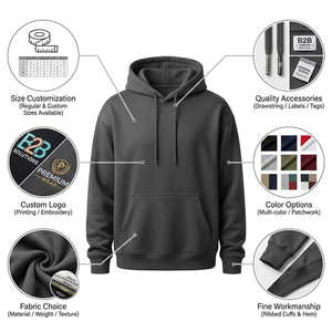 Sudaderas Personalizadas de Alta Calidad de 420, 450, 500 y 600 Gsm para Hombre, Sudadera con Estampado 100% Algodón y Poliéster, Sudadera con Capucha Extra Grande para Invierno, Fabricante - Product Image 2