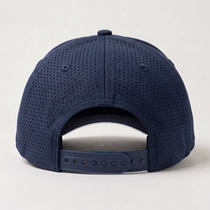 Breathable Perforated Laser Cut Baseball Cap Adjustable Curved Brim 5 Panel Sports Hat Custom Logo With <b>Rope</b> Navy Polyester Hat - Product Image 3