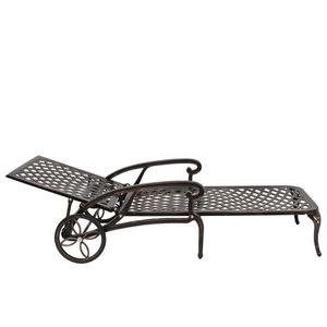 Lettino Prendisole da Giardino in Alluminio Pressofuso con Schienale Regolabile 193*64.5*93cm, Finitura Bronzo - Product Image 4