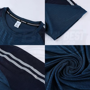 T-shirt décontracté pour homme, haute qualité, séchage rapide, tissu respirant et léger, logo frontal, finition délavée, couleur unie, style streetwear - Product Image 4