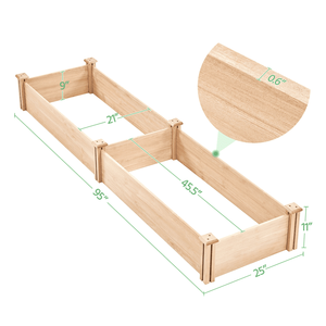 Grand bac à plantes en bois divisé avec soucoupes pour la culture de légumes et de fleurs à domicile 95"L X 25"W X 11"H - Product Image 3