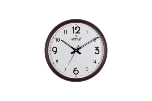 Horloge murale de bureau ronde silencieuse minimaliste moderne Sonam, mouvement à quartz de précision, fonctionne à piles, grands chiffres - Product Image 5