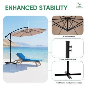 Sombrilla de Patio Desmontable de 3 Metros con Base de Aluminio, 8 Varillas, Protección UV para Piscina, Jardín y Patio Trasero - Product Image 4