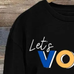 <b>Black</b> Let's Vote Sweatshirt Women Graphic Print Crew Neck <b>Long</b> <b>Sleeve</b> Pullover Casual Fleece Voting Awareness <b>Top</b> Custom Whole - Product Image 4