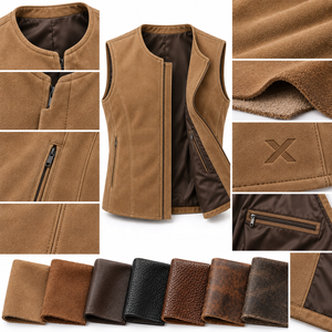 <b>Men's</b> Suede, Nubuck & Specialty Leather Vests | Grey <b>Black</b> Burgundy Brown Camel | OEM ODM Manufacturer | Premium Design Quality - Product Image 4