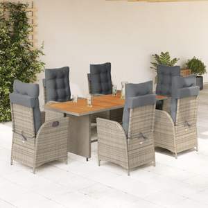 Juego de comedor de jardín con reposabrazos ajustables medianos en ratán PE gris - Product Image 1