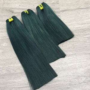 มัดผมตรงจากกระดูกสีเขียวเข้ม | ผมมนุษย์เวียดนามแบบสองชั้น - Product Image 4