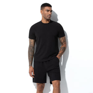 Ensemble de survêtement décontracté pour homme en molleton de coton respirant, personnalisé et de haute qualité, avec t-shirt et short assortis - Product Image 3