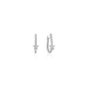 Boucles d'oreilles clous en argent 925 rhodié entièrement serties de diamants Moissanite pour fiançailles, mariage, anniversaire et cadeaux de fête - Product Image 1