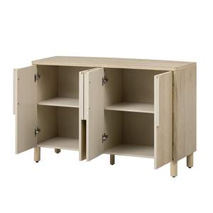 TREXM 4 porte mobile credenza in legno con maniglie ad arco unico ripiani regolabili per pranzo cucina soggiorno finitura naturale - Product Image 3