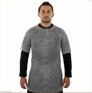 Haubergeon médiéval en maille de chaîne, chemise en acier, costume de chevalier de la Renaissance - Product Image 1