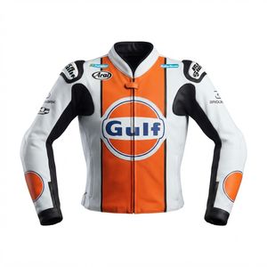 Men’s Cowhide Leather <b>Racing</b> <b>Jacket</b>/Chaqueta MotoCP Style CE Level 2 Armor Motorcycle Track Riding Protective Gear CE - Product Image 1