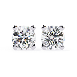 7mm Cut Moissanite Crown Screw <b>Back</b> Stud <b>Earrings</b> D Color VVS1 Diamond Solitaire Rhodium Plated Women's Trendy 925 Sterling - Product Image 1
