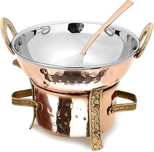 เครื่องอุ่นอาหารบุฟเฟ่ต์ทองเหลืองอินเดีย พร้อมฐานตั้งและฝาปิด อุปกรณ์จัดเลี้ยงระดับพรีเมียมสำหรับงานแต่งงาน งานจัดเลี้ยง และร้านอาหาร - Product Image 3