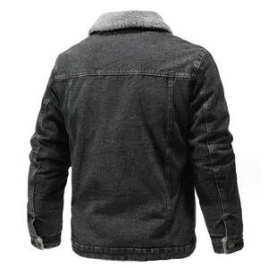 Veste en jean délavée et vieillie pour homme, style décontracté bleu-noir, idéale printemps-hiver, coupe ample, style urbain - Product Image 5