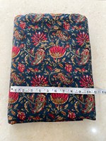 Tissu en coton léger bleu marine imprimé à la main, motif floral rouge Paisley Jaipur Sanganeri, pour robes et décoration intérieure, idéal pour les filles