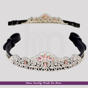 Diadema de cuero personalizada para caballo con ópalo rosa, corona de tiara, cristales a presión, diademas con diamantes de imitación, accesorios ecuestres brillantes para caballo - Product Image 4