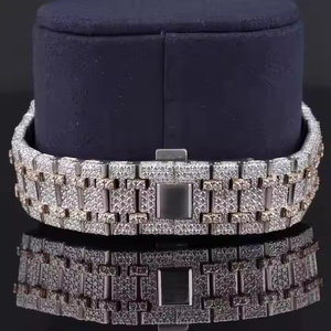 Reloj de Lujo con Diamantes Moissanite para Hombre, Reloj de Pulsera Analógico de Cuarzo Simple para Uso Diario, Colección Premium de Relojes de Moda - Product Image 2