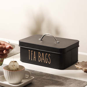 Tea Bags <b>Storage</b> <b>Tin</b> Metal Cylinder Airtight Lid Kitchen Use Vintage Design Stackable Portable Handcrafted Freshness - Product Image 2