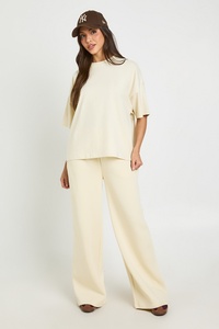 <b>Women</b> Cream Wide Leg Sweatpants High Waist Drawstring Casual Loose Fit <b>Lounge</b> <b>Trousers</b> Straight Leg Jogger Pants Wholesale Wear - Product Image 5