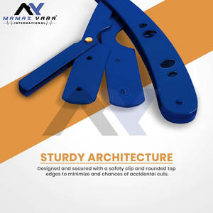 Rasoirs de barbier 100% acier inoxydable, logo personnalisé, rasoirs de barbier manuels, couleur bleue, haute durabilité, rasoirs à lame droite - Product Image 4