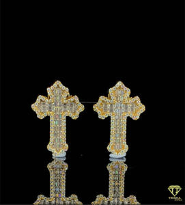 Luxury Cross Shape Moissanite Diamond Earrings 925 Sterling <b>Silver</b> Hip Hop Jewelry - Product Image 4