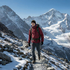 เสื้อแจ็คเก็ตสกีแบบมีฮู้ดสำหรับผู้ชาย พิมพ์โลโก้ได้ตามต้องการ – เสื้อกันลมน้ำหนักเบาสำหรับฤดูหนาวและกิจกรรมกลางแจ้ง - Product Image 1