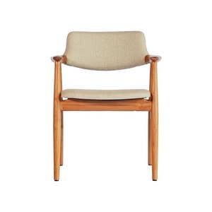 Contemporary Wooden <b>Lounge</b> Chair with Curved Armrest and Cushioned Seat for Premium Comfort - Product Image 4