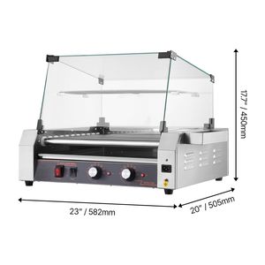 Macchina per Hot Dog Commerciale da 1600W, Cuocitore a Doppia Temperatura, Griglia per Salsicce in Acciaio Inox con 30 Rulli, Cuocitore per Hot Dog a 11 Rulli - Product Image 5