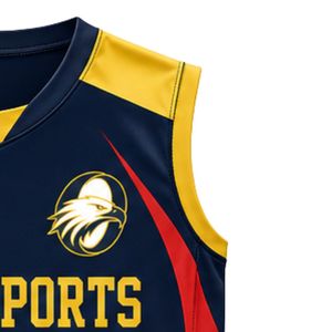 Men <b>Navy</b> Blue Yellow Basketball Jersey Sleeveless Sports Uniform Team Wear Athletic Training Game Match Apparel Performance - Product Image 5