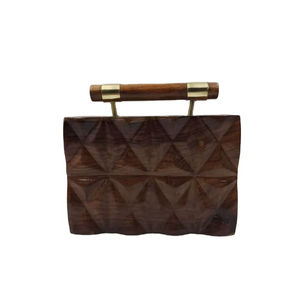 <b>Indian</b> handmade Faceted Geometric Wooden Clutch Handbag with Top Handle Designer Evening Party Wedding Hard Case <b>Bag</b> - Product Image 1