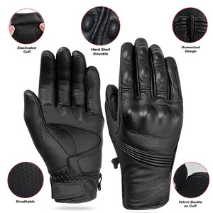 Gants de conduite unisexes en cuir à doigts entiers, respirants, perforés, avec sangle de poignet réglable, toutes saisons - Product Image 4