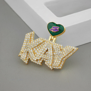 King Letter Pendant Gold Plated Crystal Rhinestone Themed Charm Hiphop Style For Unisex Fashion Jewelry - Product Image 2